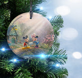 Trend Setters Disney Thomas Kinkade Artwork Mickey and Minnie Sweetheart Bridge 3.5” Starfire Prints Hanging Glass Print Accessory